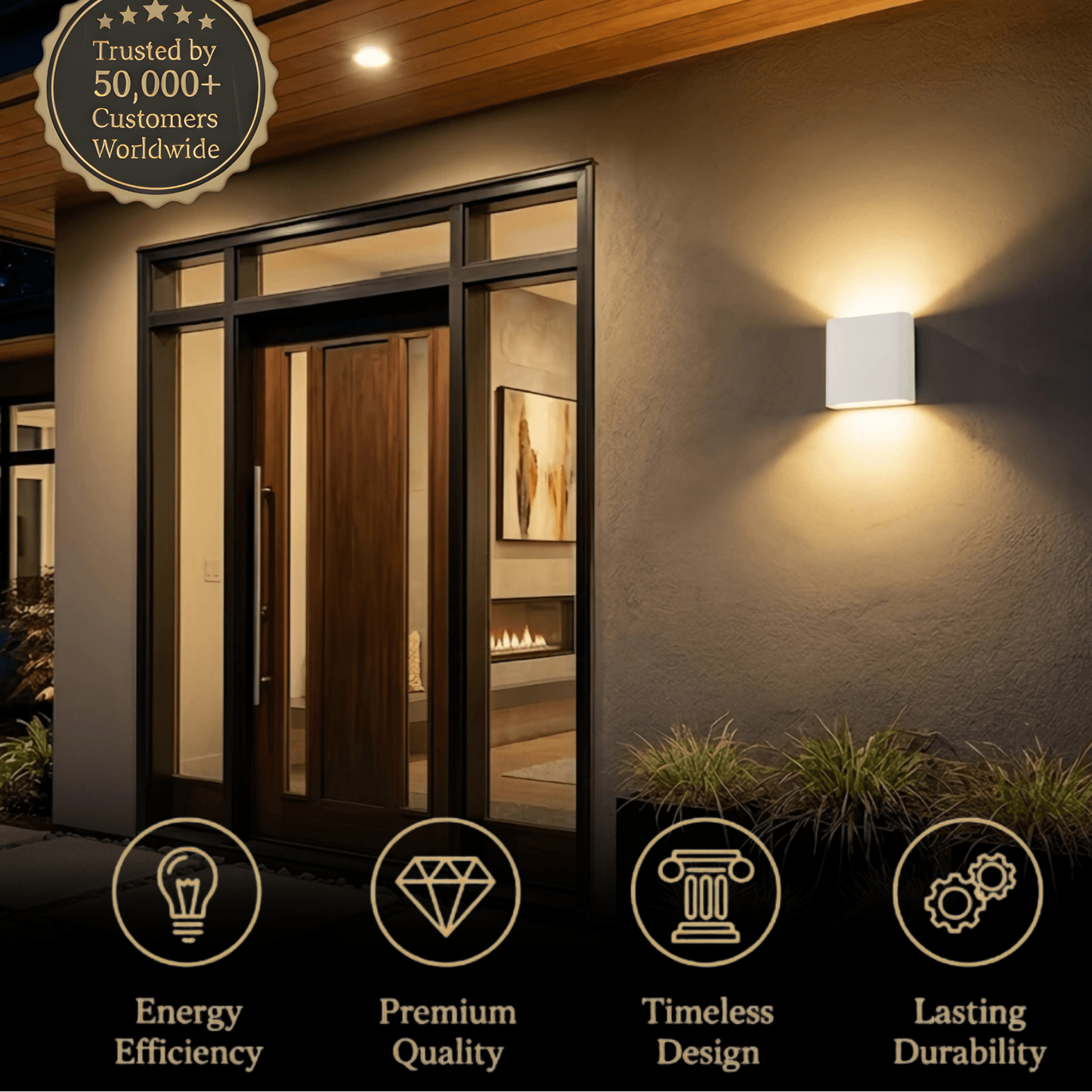 Irondale Minimalist Rectangular Outdoor Wall Lamp - Black Metal for Patio