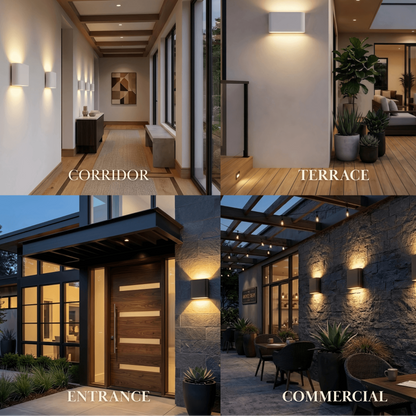 Irondale Minimalist Rectangular Outdoor Wall Lamp - Black Metal for Patio