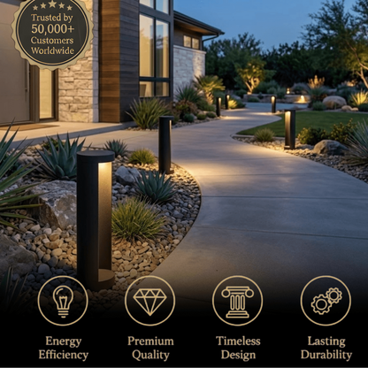 Irondale Minimalist Solar Outdoor Lamp - Black Metal Cylindrical Design Garden/Pathway