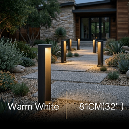 Irondale Minimalist Solar Outdoor Lamp - Black Metal Cylindrical Design Garden/Pathway