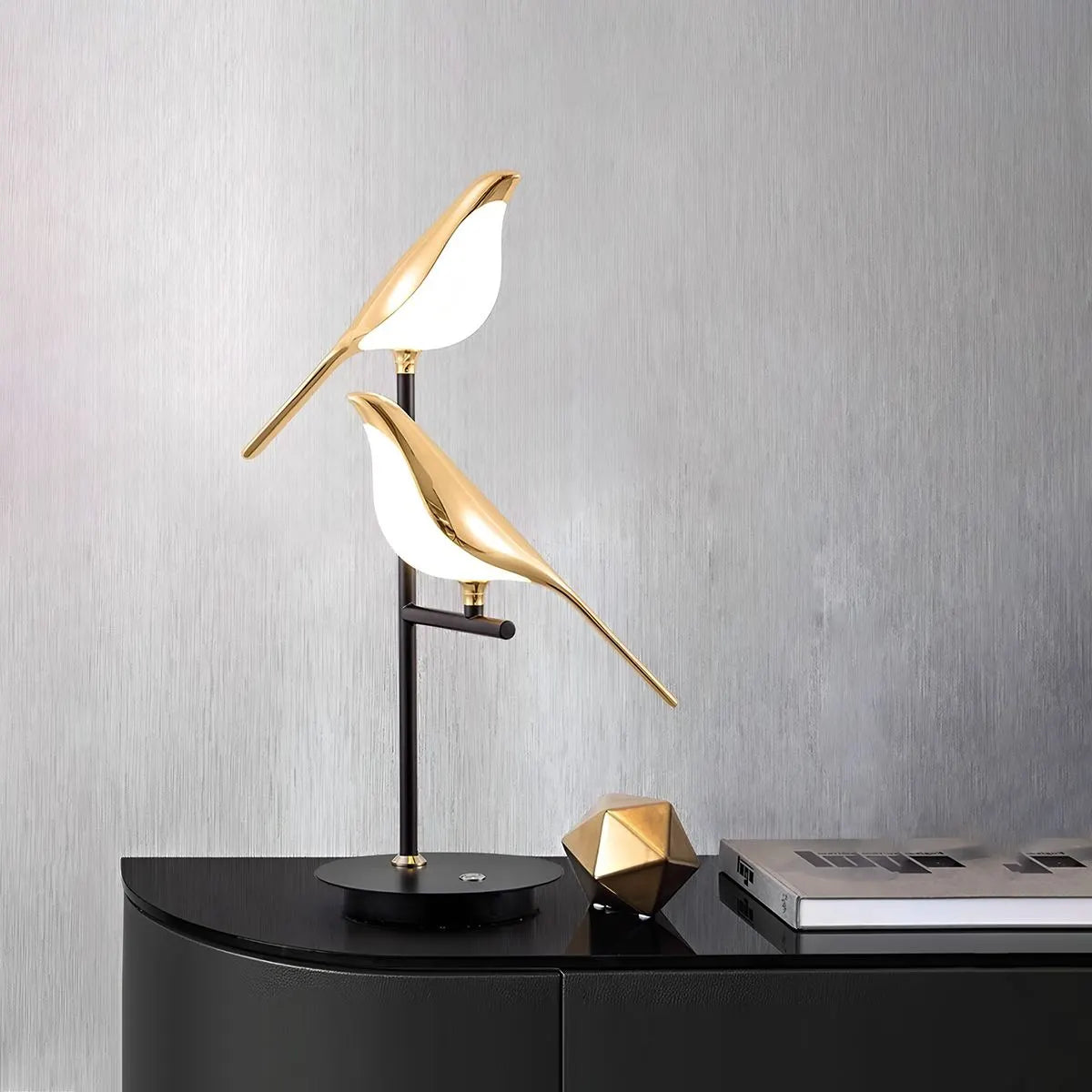Modern Gold Bird Chandelier - Artistic Flying Swallows LED Pendant for High Ceiling & Living Room
