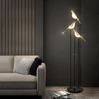 Modern Gold Bird Chandelier - Artistic Flying Swallows LED Pendant for High Ceiling & Living Room