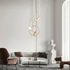Modern Gold Bird Chandelier - Artistic Flying Swallows LED Pendant for High Ceiling & Living Room