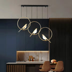 Modern Gold Bird Chandelier - Artistic Flying Swallows LED Pendant for High Ceiling & Living Room