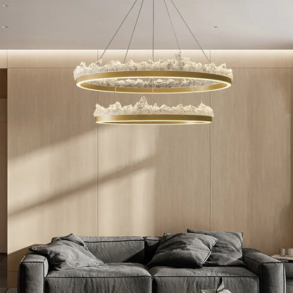 Textured Glass Chandelier for Dining and Living Room