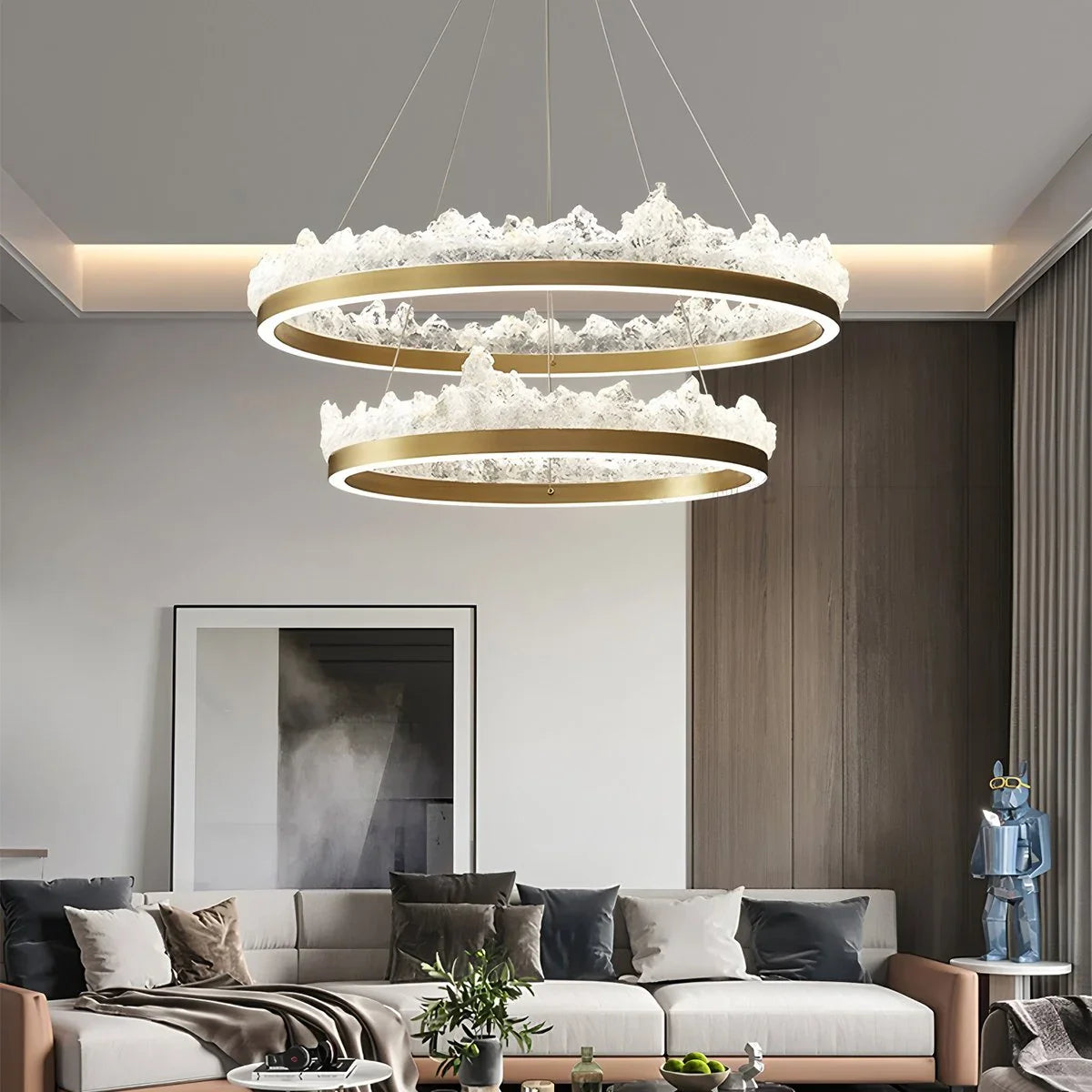 Textured Glass Chandelier for Dining and Living Room
