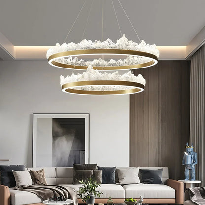 Textured Glass Chandelier for Dining and Living Room