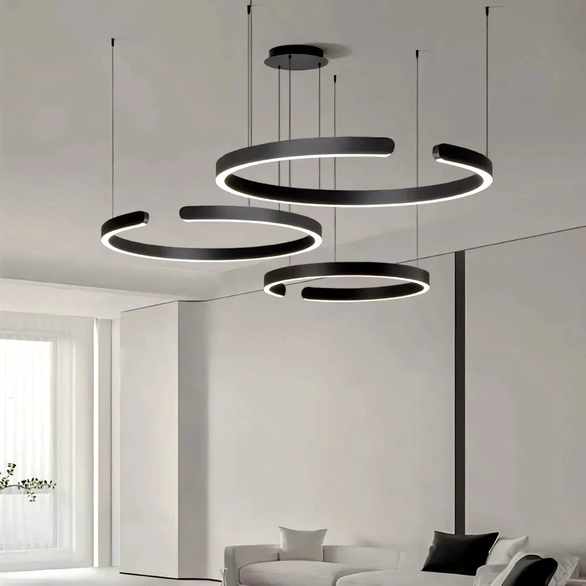 Modern Ring Chandelier - Minimalist LED Circular Pendant Light for Living Room & Office