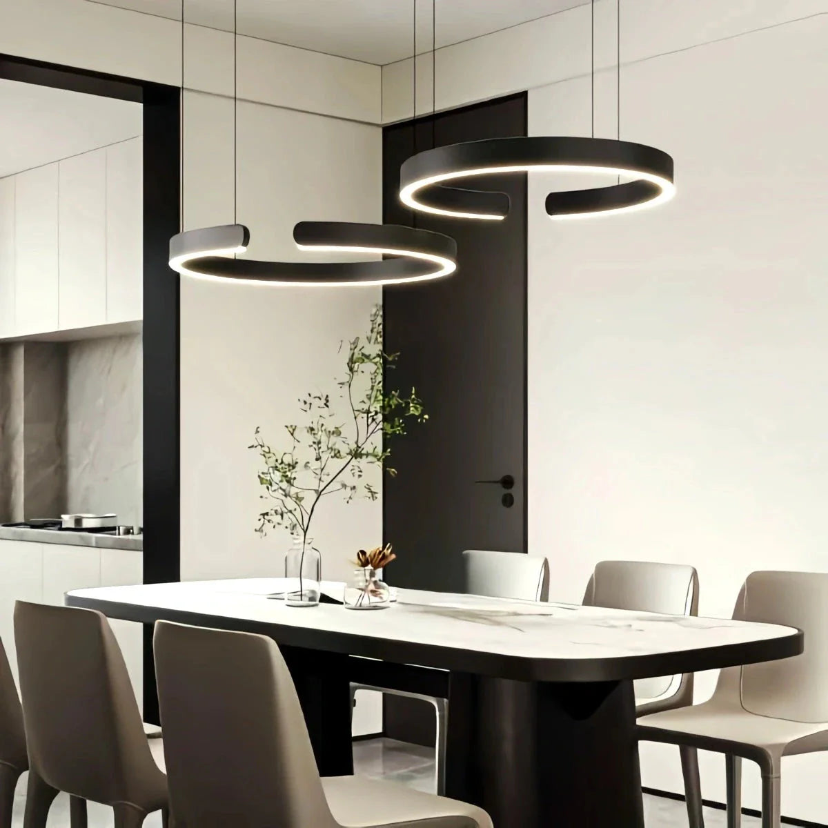 Modern Ring Chandelier - Minimalist LED Circular Pendant Light for Living Room & Office