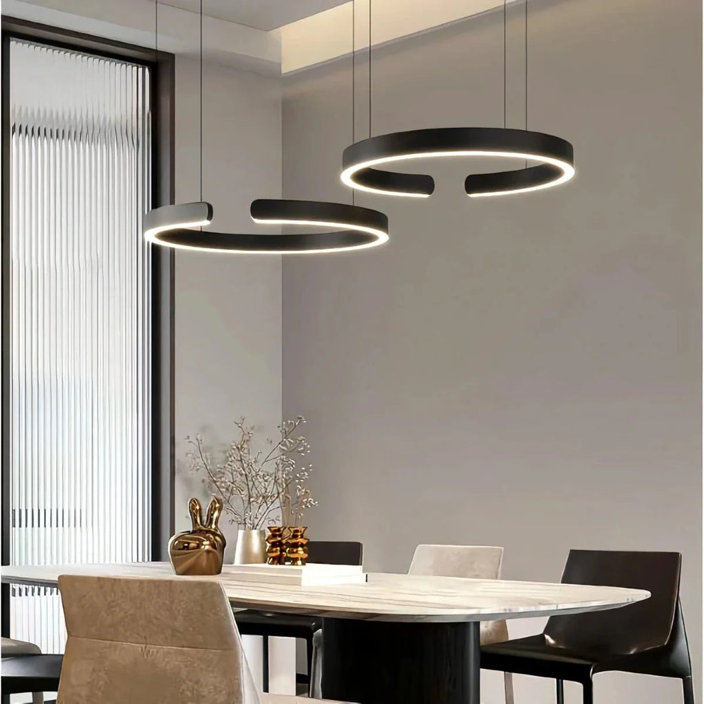 Modern Ring Chandelier - Minimalist LED Circular Pendant Light for Living Room & Office