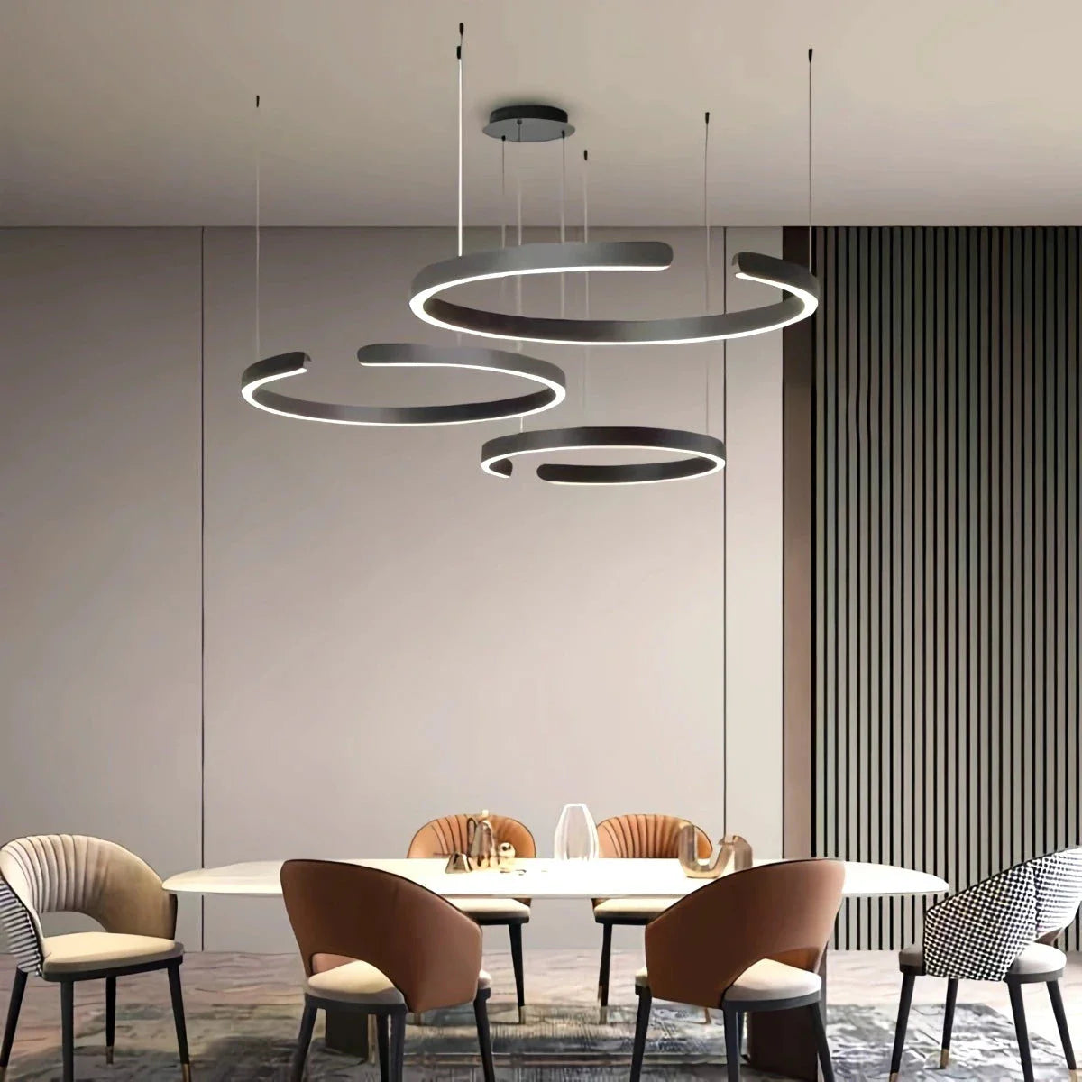 Modern Ring Chandelier - Minimalist LED Circular Pendant Light for Living Room & Office