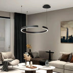 Modern Ring Chandelier - Minimalist LED Circular Pendant Light for Living Room & Office