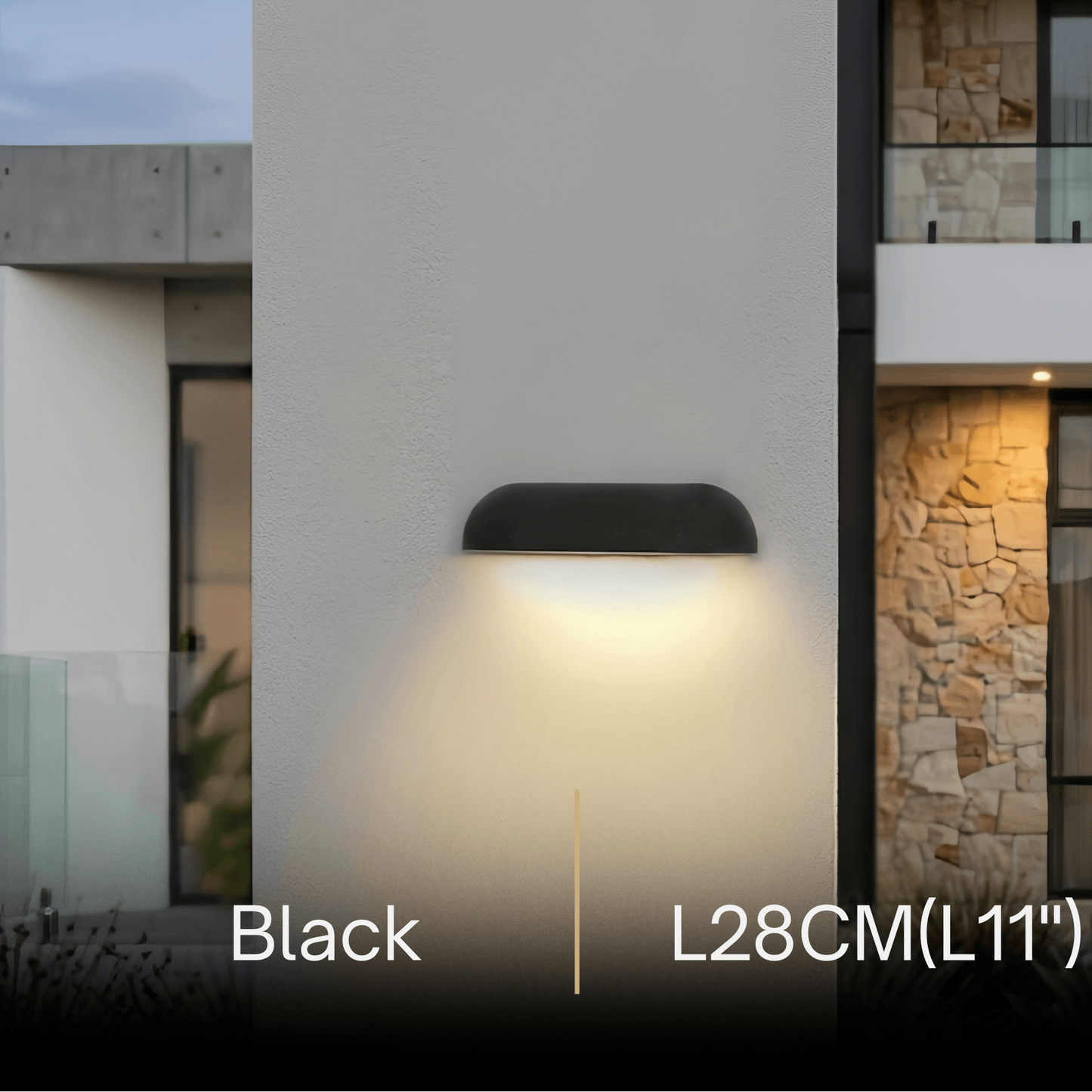 Arcato Modern Arched Outdoor Wall Lamp — Black/White Metal/Stone for Exterior