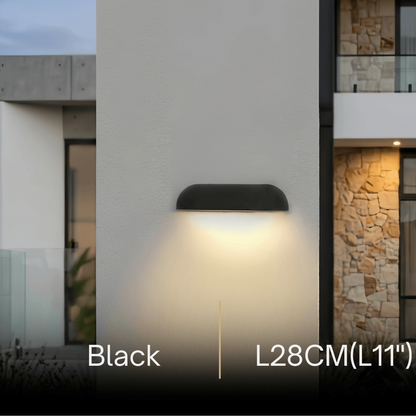 Arcato Modern Arched Outdoor Wall Lamp — Black/White Metal/Stone for Exterior
