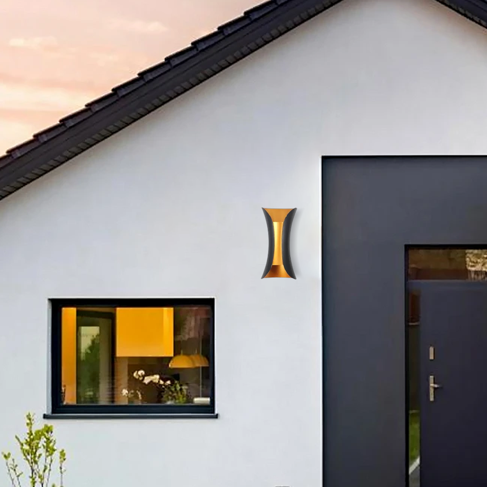 Nuvlight Black-gold Curved Outdoor Wall Mounted Led Light Yard