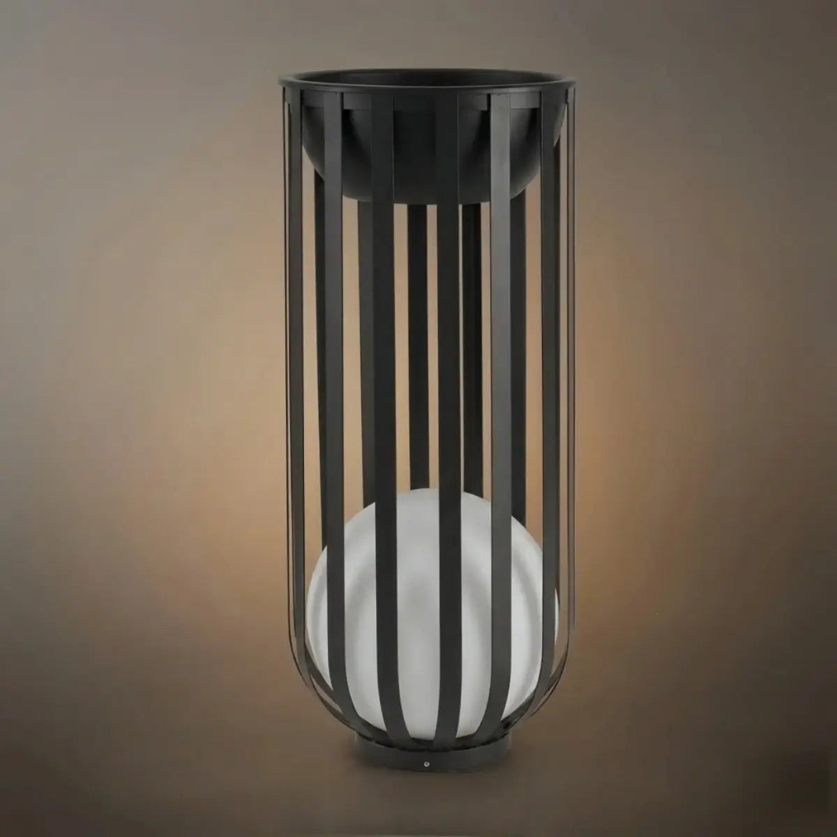 Arcato Modern Black Outdoor Floor Lamp – Metal Lantern Solar Light for Garden or Walkway