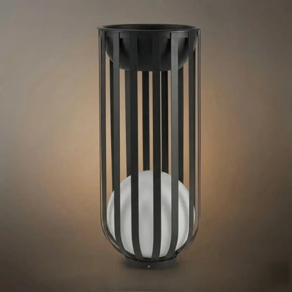 Arcato Modern Black Outdoor Floor Lamp – Metal Lantern Solar Light for Garden or Walkway