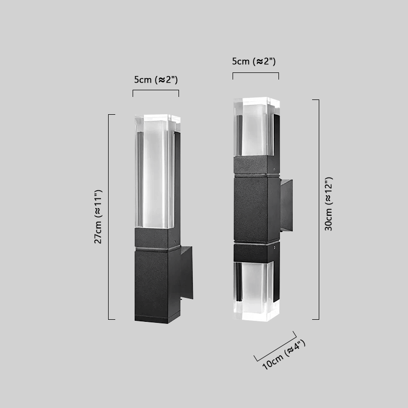 Arcato Modern Rectangle Wall Sconce - Black Metal for Garden/Outdoor Spaces