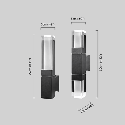 Arcato Modern Rectangle Wall Sconce - Black Metal for Garden/Outdoor Spaces
