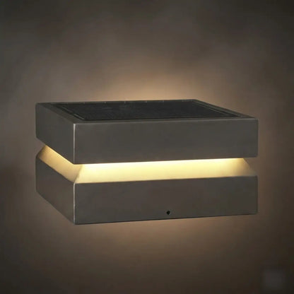 Nuvlight Concave Solar Outdoor Pillar Lights – Black Metal