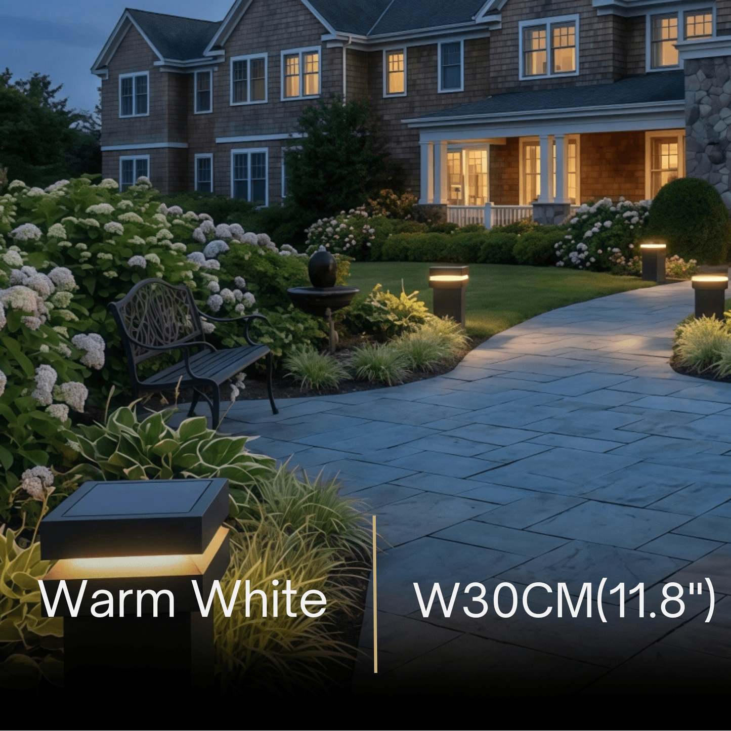 Arcato Modern Concave Solar Outdoor Pillar Lights – Black Metal for Garden/Pathway