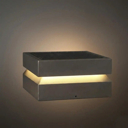 Nuvlight Concave Solar Outdoor Pillar Lights – Black Metal