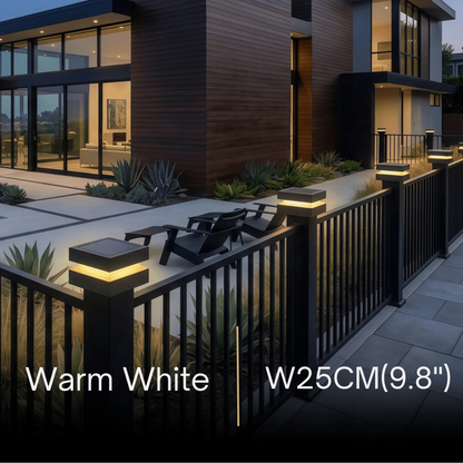 Arcato Modern Concave Solar Outdoor Pillar Lights – Black Metal for Garden/Pathway