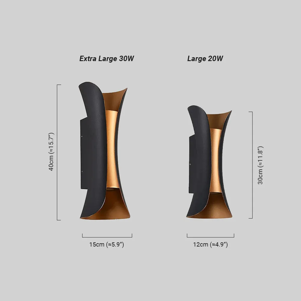 Irondale Modern Curved LED Outdoor Wall Sconce – Wall-Mounted Fixture for Courtyard/Patio
