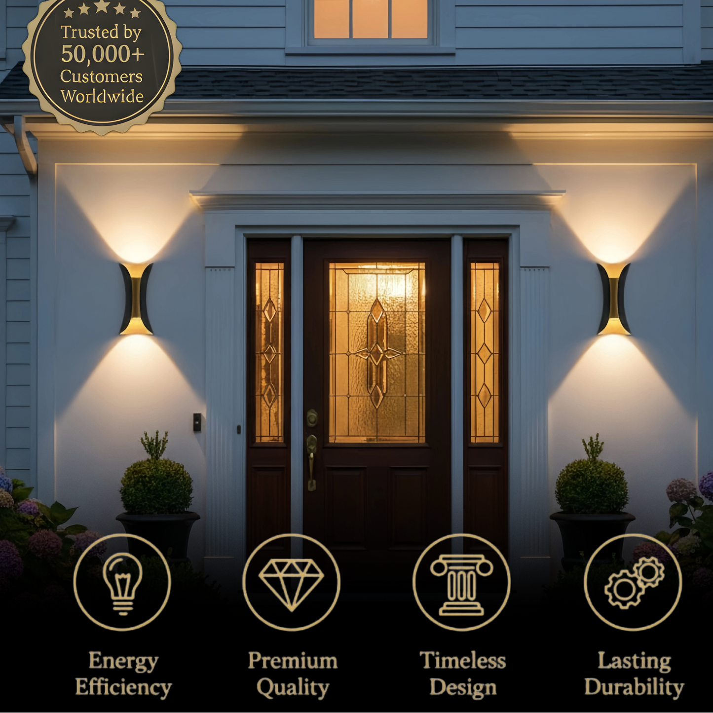 Irondale Modern Curved LED Outdoor Wall Sconce – Wall-Mounted Fixture for Courtyard/Patio