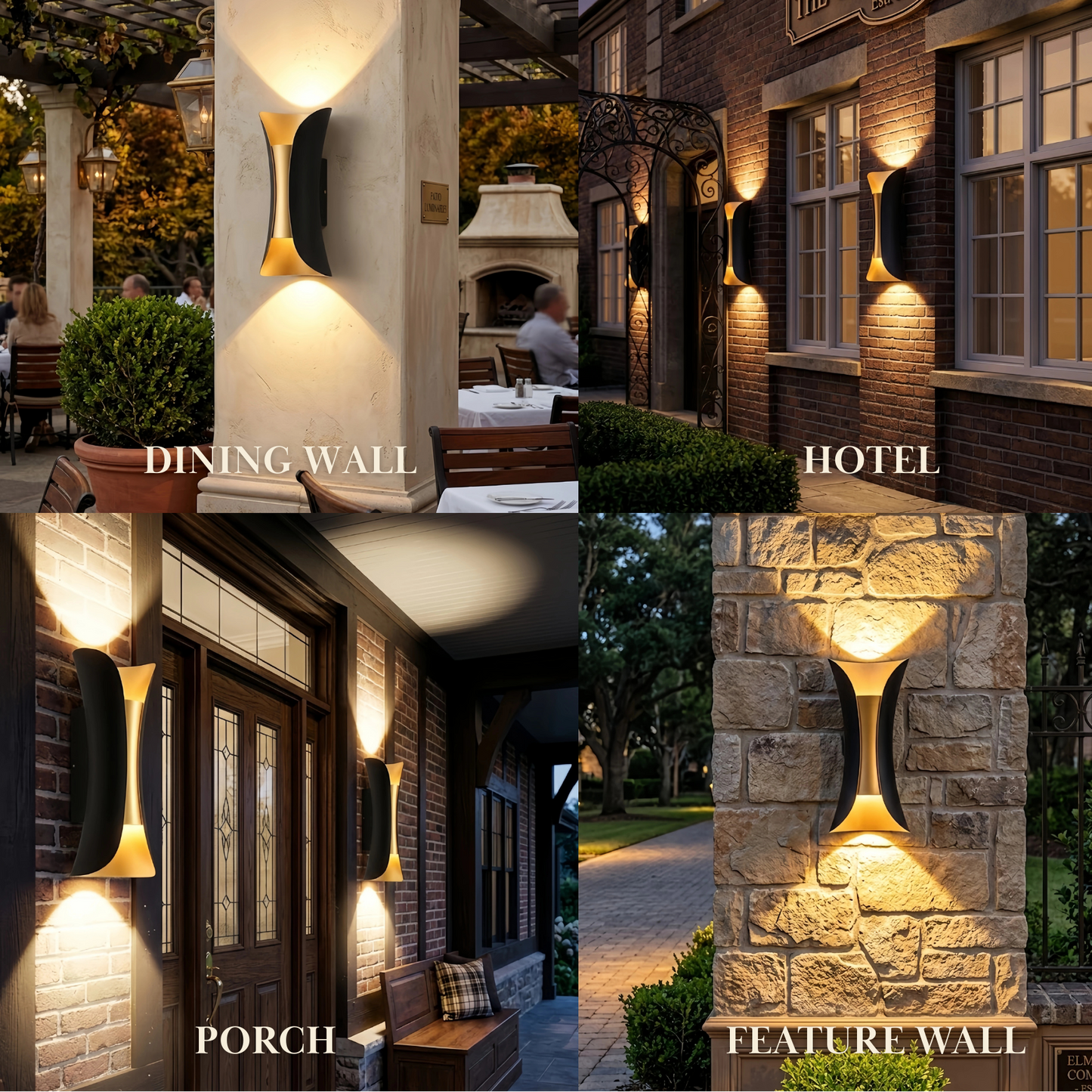 Irondale Modern Curved LED Outdoor Wall Sconce – Wall-Mounted Fixture for Courtyard/Patio