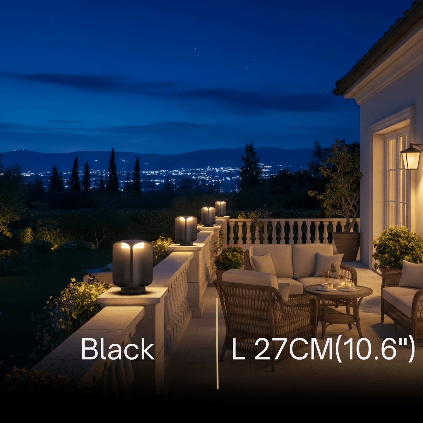 Stellar Modern Cylindrical Outdoor Floor Lamp – Black or Grey Metal & Glass Fixture