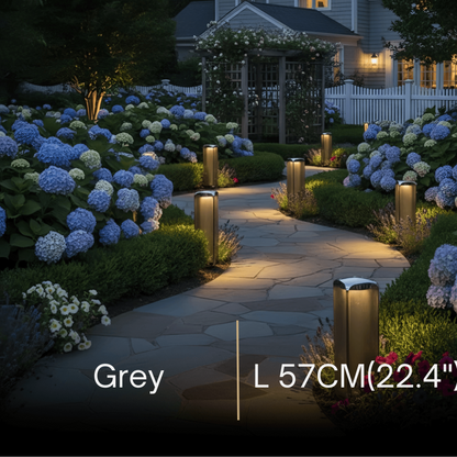 Stellar Modern Cylindrical Outdoor Floor Lamp – Black or Grey Metal & Glass Fixture