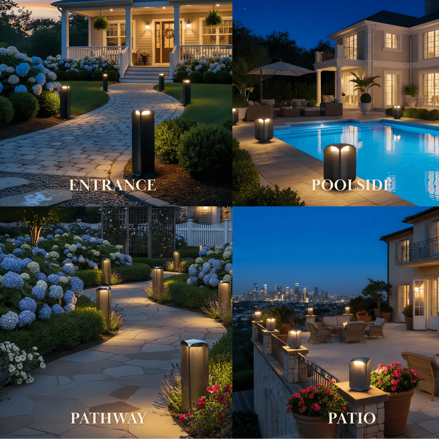 Stellar Modern Cylindrical Outdoor Floor Lamp – Black or Grey Metal & Glass Fixture