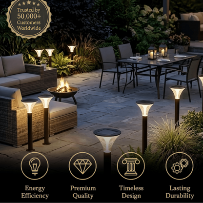 Arcato Modern Cylindrical Pathway Light – Black Metal/Acrylic Solar Outdoor Lamp