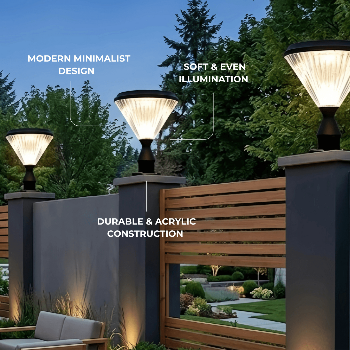 Arcato Modern Diamond Outdoor Pillar Light – Black Metal/Acrylic for Patio