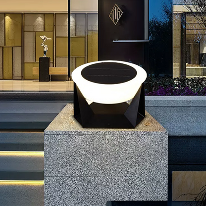 Nuvlight Modern Drum-Shaped Outdoor Lamp – Black Metal & Acrylic Light for Garden