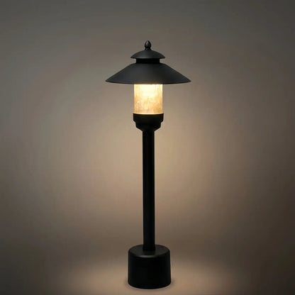 Irondale Modern Hooded Outdoor Pathway Light - Black Metal/Marble for Lawn