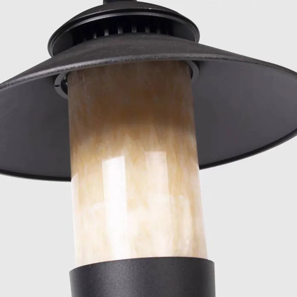 Irondale Modern Hooded Outdoor Pathway Light - Black Metal/Marble for Lawn