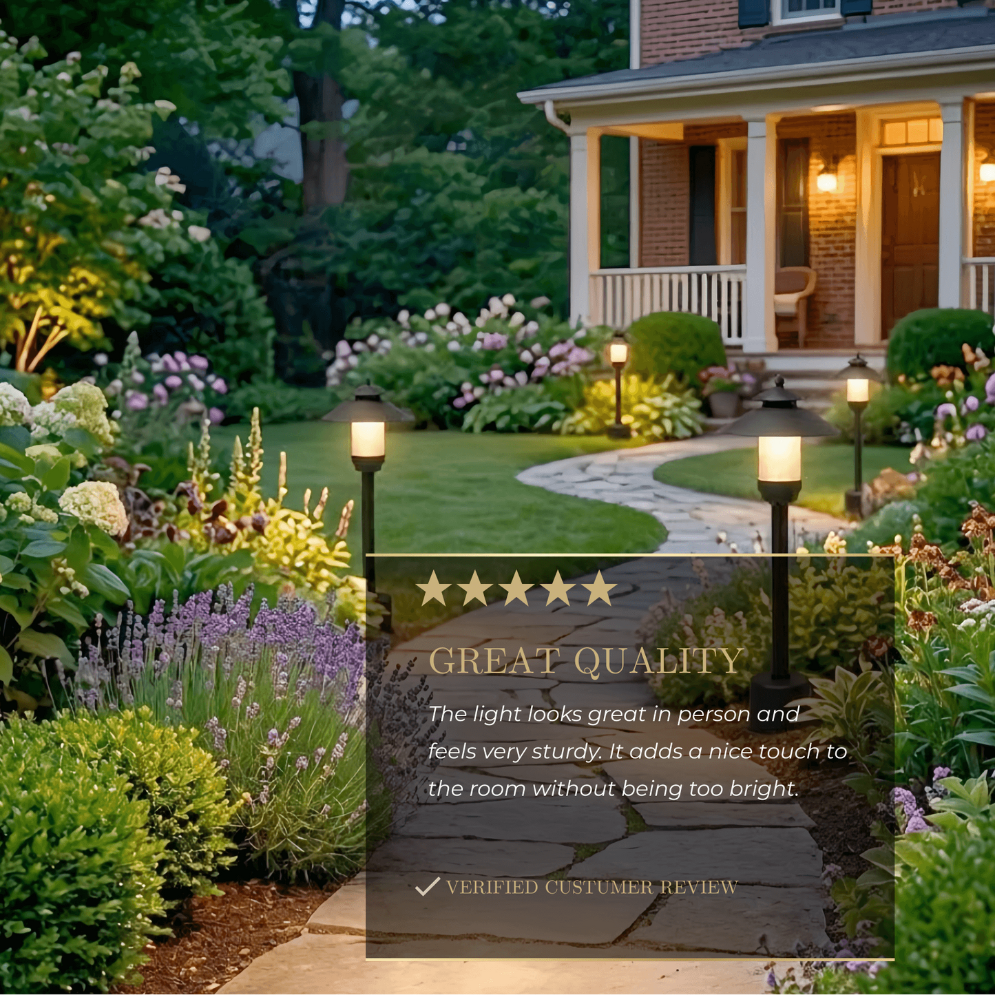 Irondale Modern Hooded Outdoor Pathway Light - Black Metal/Marble for Lawn