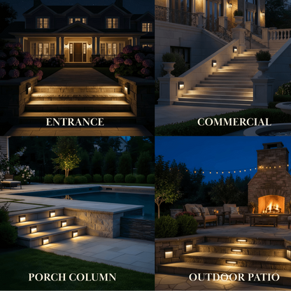 Irondale Modern Metal/Acrylic Outdoor Deck Step Lights - Black Round/Square Staircase