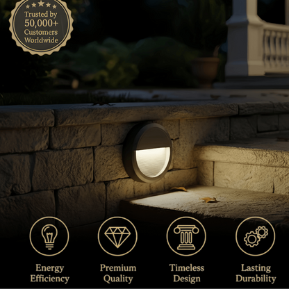 Irondale Modern Metal/Acrylic Outdoor Deck Step Lights - Black Round/Square Staircase