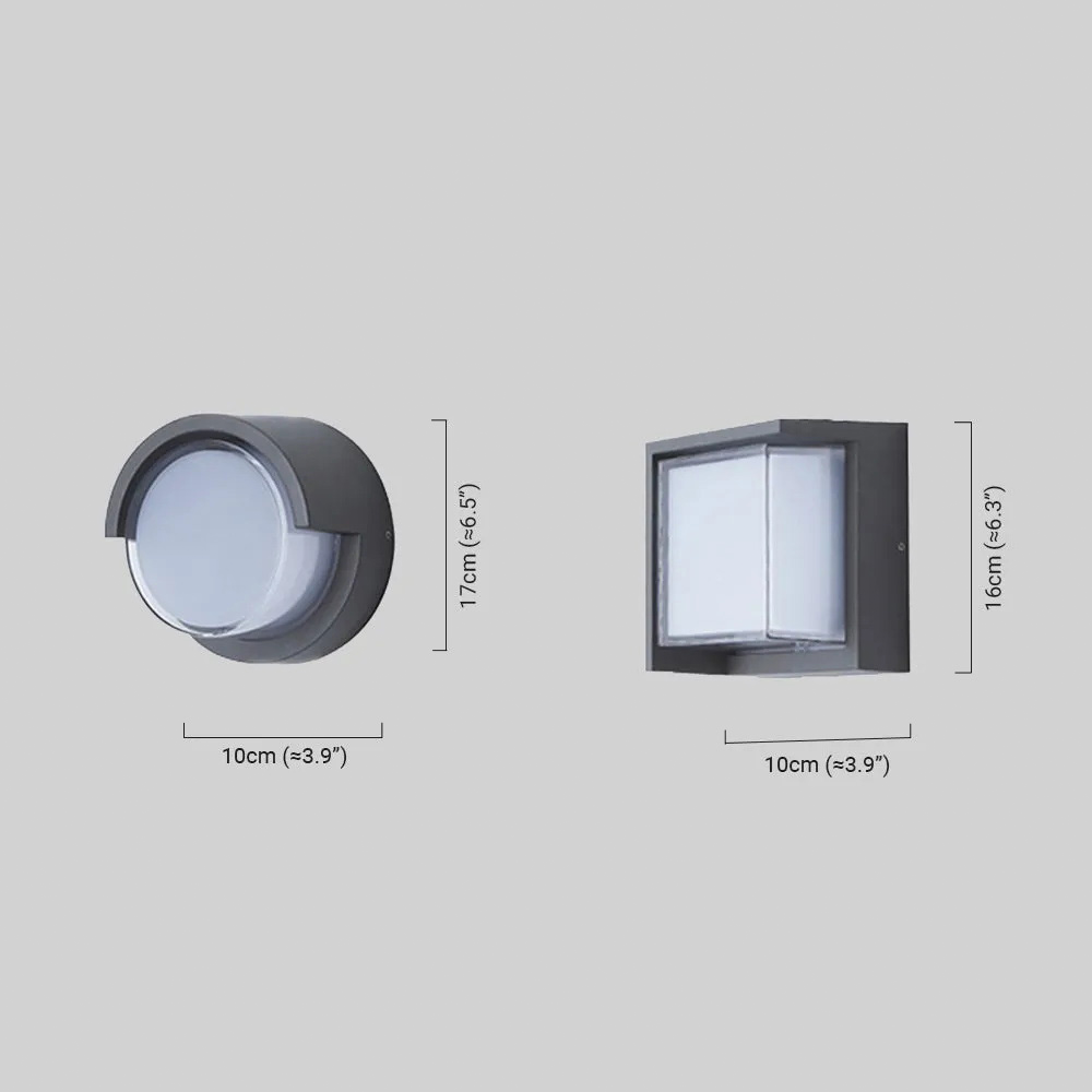 Irondale Modern Metal/Acrylic Outdoor Wall Lamp - Round/Rectangular External Wall