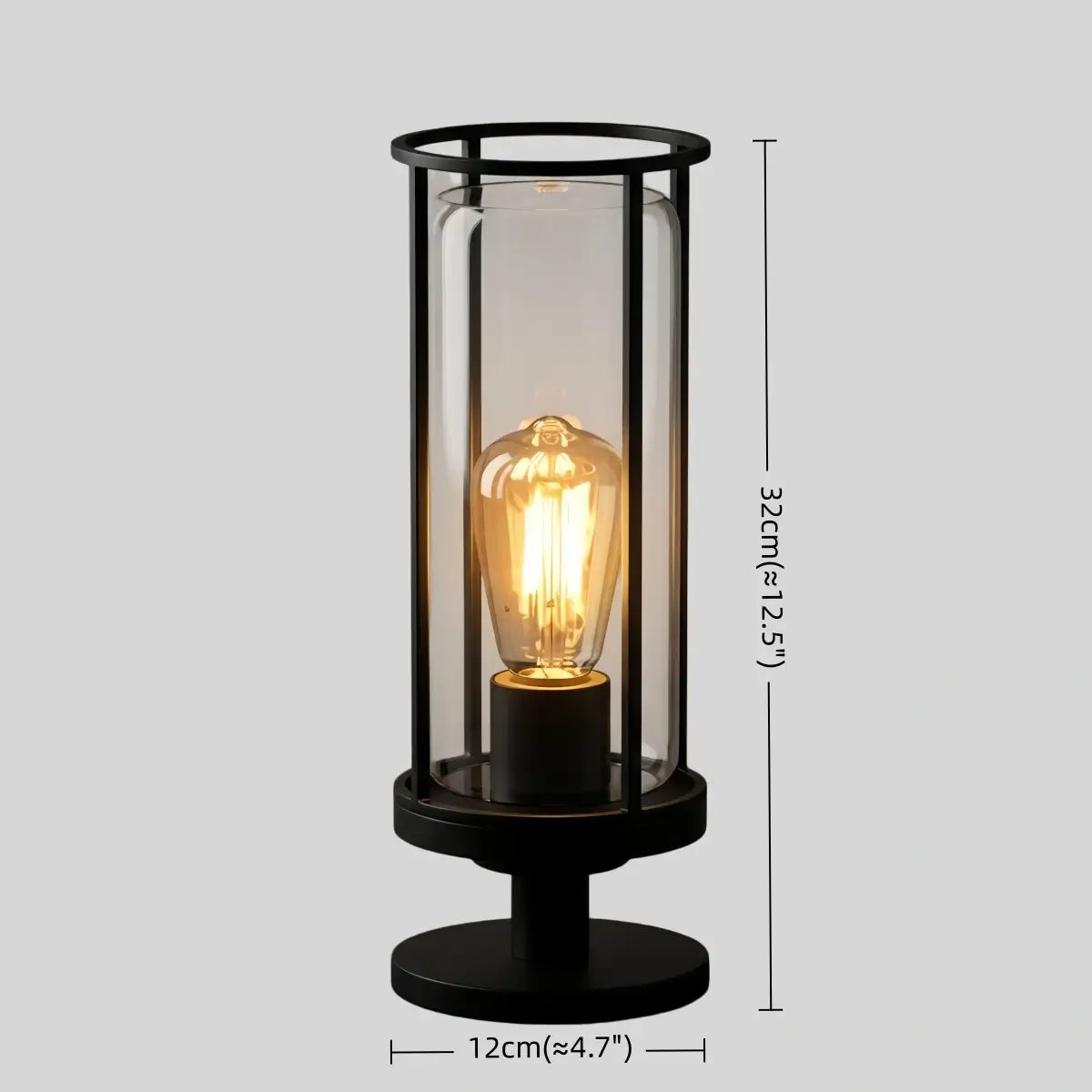 Vetro Modern Metal Outdoor Pillar Light/Pathway Light - Black Lantern Shape, Cylindrical