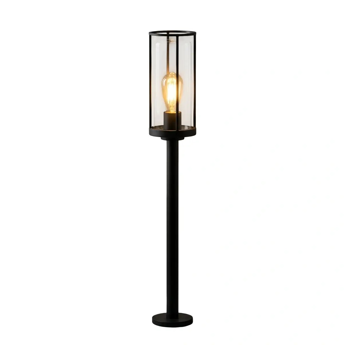 Vetro Modern Metal Outdoor Pillar Light/Pathway Light - Black Lantern Shape, Cylindrical