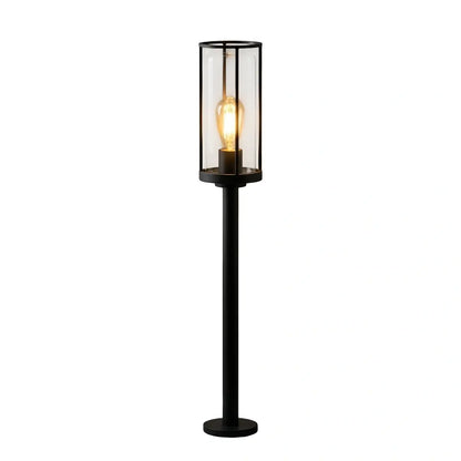 Vetro Modern Metal Outdoor Pillar Light/Pathway Light - Black Lantern Shape, Cylindrical