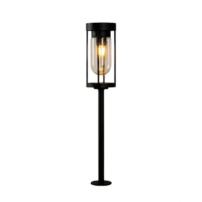 Vetro Modern Metal Outdoor Pillar Light/Pathway Light - Black Lantern Shape, Cylindrical