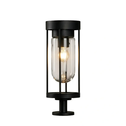 Vetro Modern Metal Outdoor Pillar Light/Pathway Light - Black Lantern Shape, Cylindrical