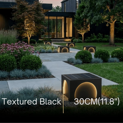 Arcato Modern Metal Outdoor Solar Pillar Lights - Black Rectangular Lamp Garden