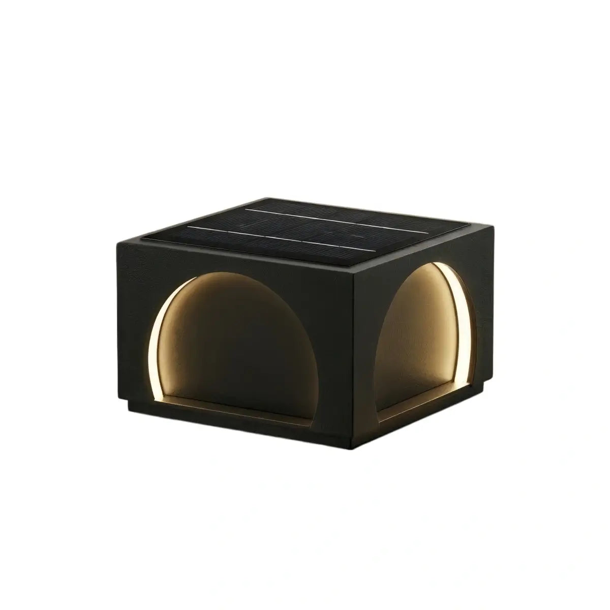 Arcato Modern Metal Outdoor Solar Pillar Lights - Black Rectangular Lamp Garden