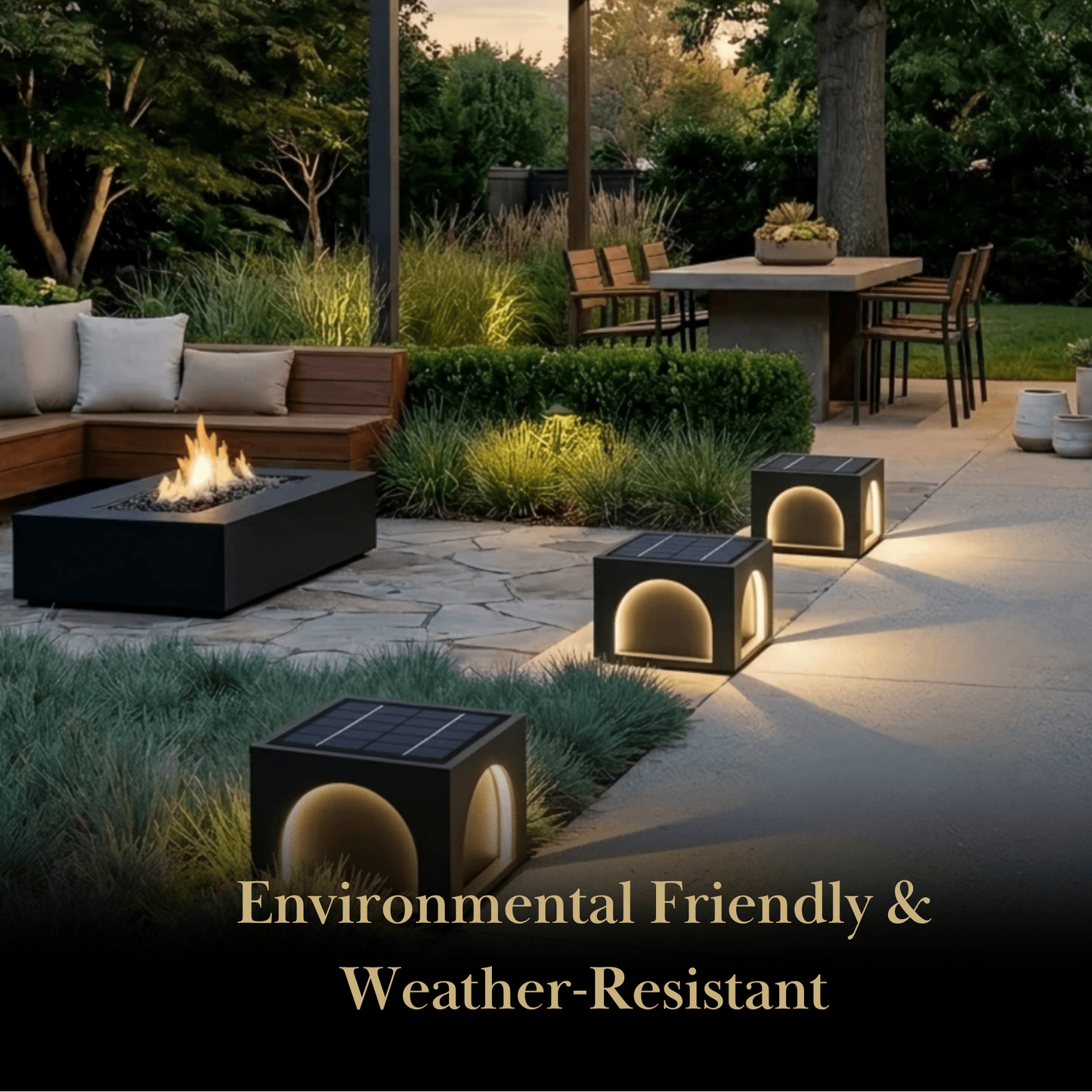 Arcato Modern Metal Outdoor Solar Pillar Lights - Black Rectangular Lamp Garden